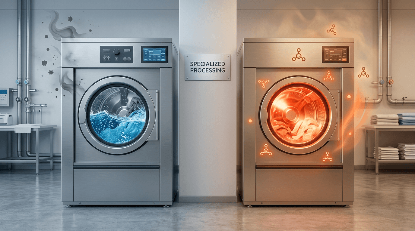 Modern industrial laundry machines for wet and dry cleaning